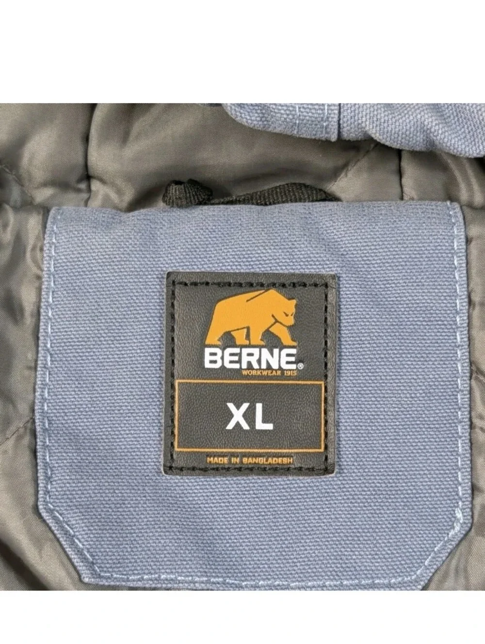 Berne Workwear Youth XL 18-20 Hooded Jacket Blue Quilted Canvas BHJ61SLB